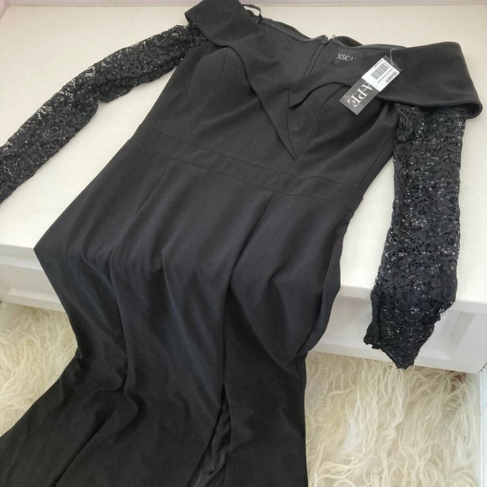 XSCAPE LACE SLEEVES OFF-THE-SHOULDER FORMAL DRESS 0214 - Picture 9 of 16